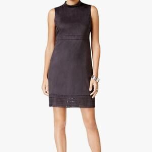 nwt Jessica Simpson Faux Suede Dress Smokey Gray Eyelet Hem size 10